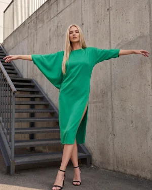 Καφτάνι Γυναικείο σε Χρώματα 100% Viscose με Πλαϊνό Άνοιγμα & Ασύμμετρο Σχέδιο