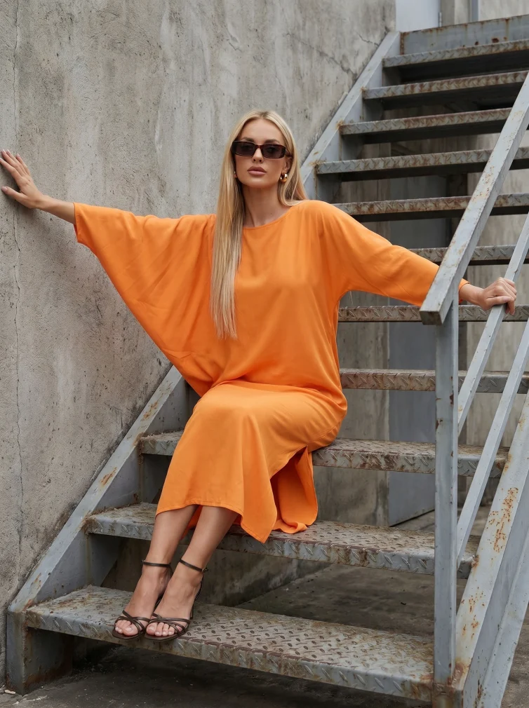 Καφτάνι Γυναικείο Εντυπωσιακό 100% Viscose με Ασύμμετρο Σχέδιο & Πλαϊνό Άνοιγμα