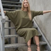 Καφτάνι Γυναικείο 100% Viscose με Πλαϊνό Άνοιγμα & Ασύμμετρο Σχέδιο
