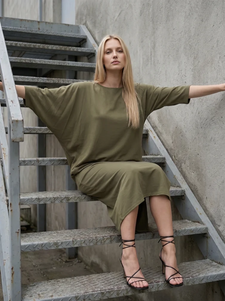 Καφτάνι Γυναικείο 100% Viscose με Πλαϊνό Άνοιγμα & Ασύμμετρο Σχέδιο