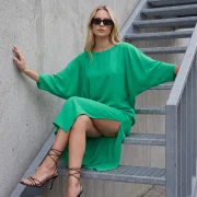 Καφτάνι Γυναικείο σε Χρώματα 100% Viscose με Πλαϊνό Άνοιγμα & Ασύμμετρο Σχέδιο